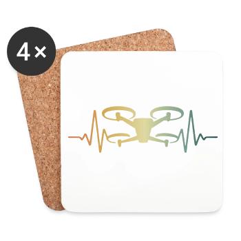 Heartbeat Drone Drones ECG Pulse - Dessous de verre (lot de 4) - blanc - Devant