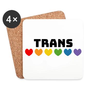 Rainbow heart trans black - Coasters (set of 4) - white - Front