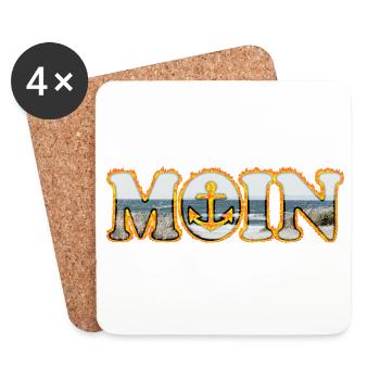 Moin est ce qu’on dit dans le nord de l’Allemagne | Lune en feu - Dessous de verre (lot de 4) - blanc - Devant