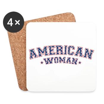 Amerikanische Frau - Unabhängigkeitstag - 4. Juli - Untersetzer (4er-Set) - Weiß - Vorne