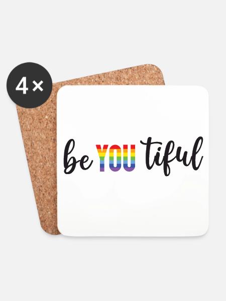 Pride Month LGBT - BeYOUTiful - Untersetzer (4er-Set) - Weiß