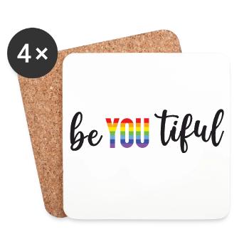Mois de la fierté LGBT - BeYOUTiful - Dessous de verre (lot de 4) - blanc - Devant