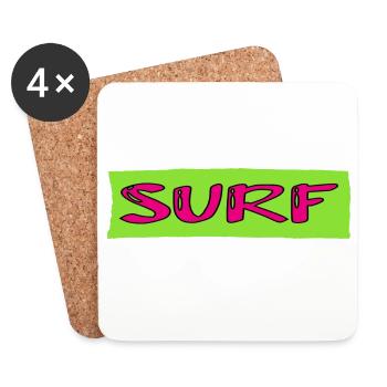 SURFING. FISH. BEACH. SEA. OCEAN. HUMOR. HOLIDAY - Coasters (set of 4) - white - Front