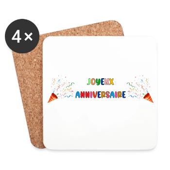 ANNIVERSARY. HAPPY BIRTHDAY. HAPPY BIRTHDAY. - Coasters (set of 4) - white - Front
