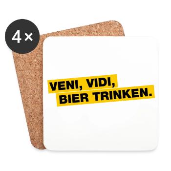 Veni, Vidi, Bier trinken - Untersetzer (4er-Set) - Weiß - Vorne