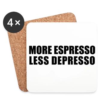 More Espresso Less Depresso - Coasters (set of 4) - white - Front