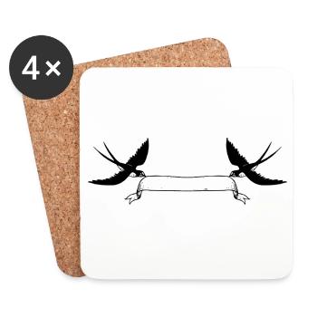 Nom d’hirondelle personnalisable Balise de nom de ruban - Dessous de verre (lot de 4) - blanc - Devant