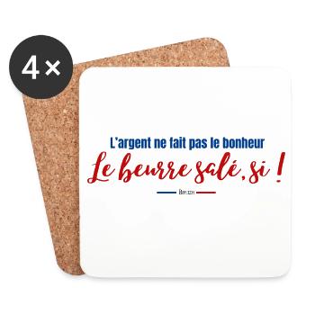 Proverbe beurre salé - Breizh - Bretagne - Humour - Dessous de verre (lot de 4) - blanc - Devant