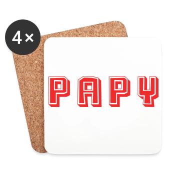 PAPY. FÊTE DES PÈRES. BONNE FÊTE PAPY. JE T'AIME. - Dessous de verre (lot de 4) - blanc - Devant
