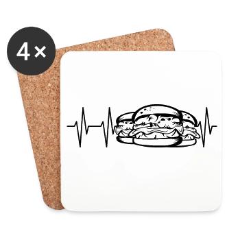 Burger Heartbeat Icône de symbole Smashburger Pulse - Dessous de verre (lot de 4) - blanc - Devant