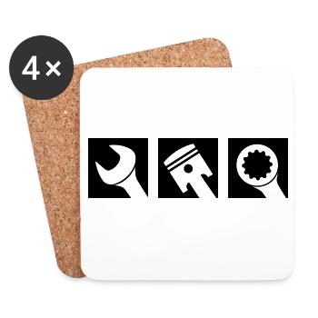 Piston and Wrench Logo - Coasters (set of 4) - white - Front