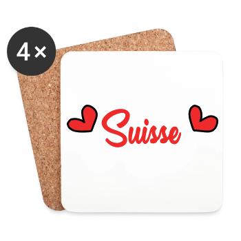 SCHWEIZ. LAND. GENF. HUMOR. FLAGGE. GENF - Untersetzer (4er-Set) - Weiß - Vorne