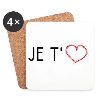 COEUR. NOËL. COUPLE. SAINT VALENTIN. JUST MARRIED. - Dessous de verre (lot de 4) - blanc - Devant