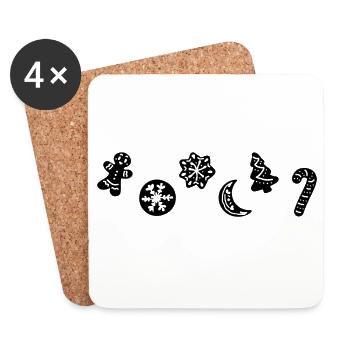 Lebkuchen Weihnachten | Gingerbread Christmas - Untersetzer (4er-Set) - Weiß - Vorne