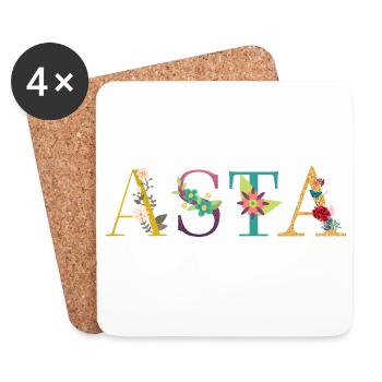 ASTA Name Decorated with Flowers - Coasters (set of 4) - white - Front