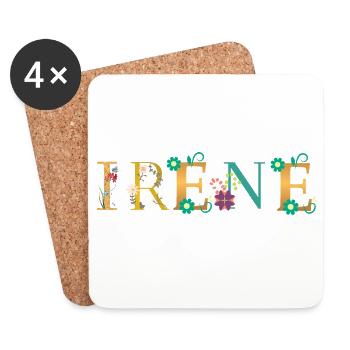 Nom IRENE Orné de fleurs - Dessous de verre (lot de 4) - blanc - Devant