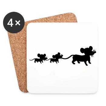 Maus Familie Mama Papa 2 Kinder Mutter Silhouette - Untersetzer (4er-Set) - Weiß - Vorne