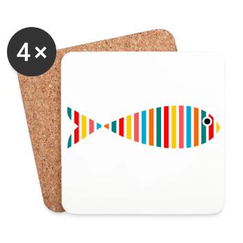 SARDINE. FISH. APRIL FOOL. EASTER. SEA - Coasters (set of 4) - white - Front