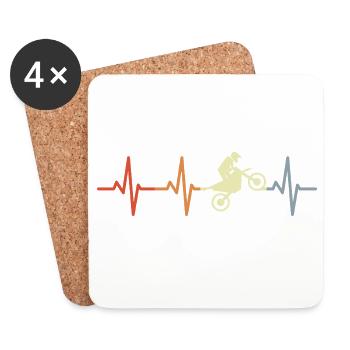Heart Line Motocross Riders - Coasters (set of 4) - white - Front