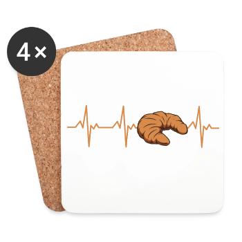 Croissant Heartbeat Food Lover Croissants - Coasters (set of 4) - white - Front