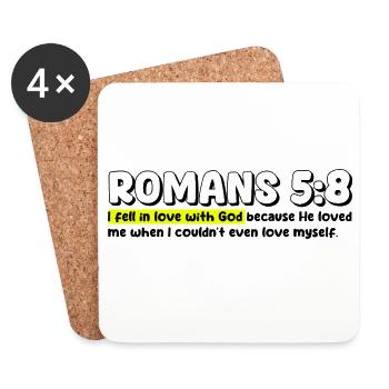 Romains 5:8 | Citation de la Bible - Dessous de verre (lot de 4) - blanc - Devant