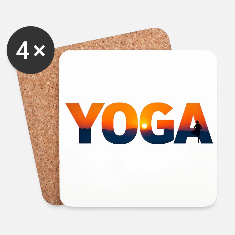 Yoga in der Dämmerung - Untersetzer (4er-Set) - Weiß