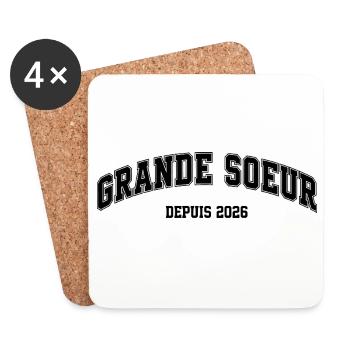 Grande Sœur Depuis 2026 Annonce Grossesse - Dessous de verre (lot de 4) - blanc - Devant