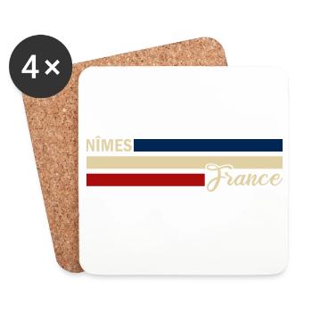 France - Nimes - Frankreich - Flagge - Streifen - Untersetzer (4er-Set) - Weiß - Vorne