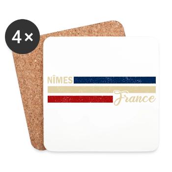 France - Nimes - Frankreich - Flagge - Streifen - Untersetzer (4er-Set) - Weiß - Vorne