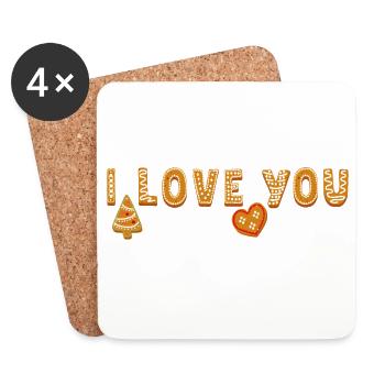 Je t’aime - Dessous de verre (lot de 4) - blanc - Devant
