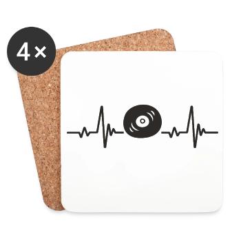 Vinyl-Schallplatte Retro-Musik Rhythmus Herzmelodie - Untersetzer (4er-Set) - Weiß - Vorne
