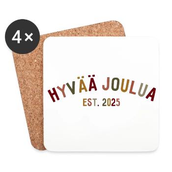 Hyvää Joulua - Est. 2025 - Frohe Weihnachten - Untersetzer (4er-Set) - Weiß - Vorne