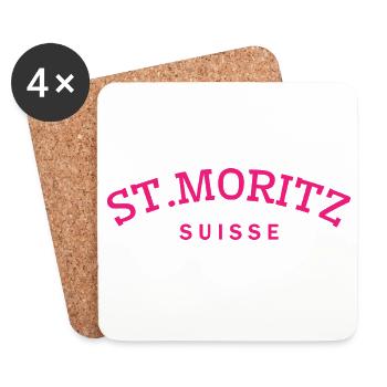St. Moritz - Suisse - Switzerland - Swiss - Coasters (set of 4) - white - Front