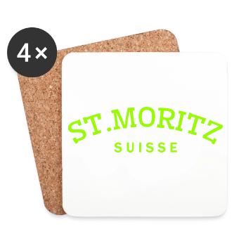 St. Moritz - Suisse - Switzerland - Swiss - Coasters (set of 4) - white - Front