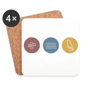 Colorful Icons Windsurfing - Coasters (set of 4) - white - Front