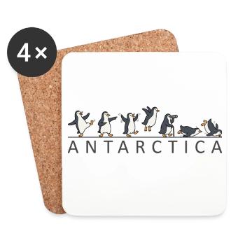 Family vacation in Antarctica: Penguins in the A - Coasters (set of 4) - white - Front