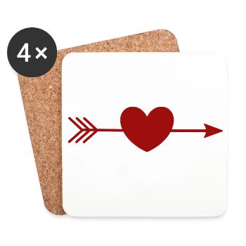 rotes Herz rot Geschenk Valentinstag - Untersetzer (4er-Set) - Weiß - Vorne