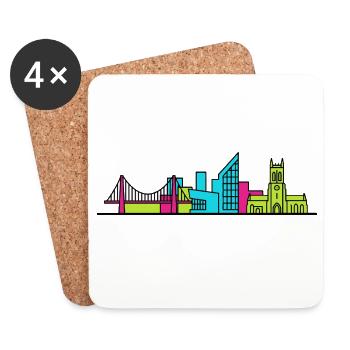 Hull City Skyline The Deep Aquarium Line Art - Coasters (set of 4) - white - Front