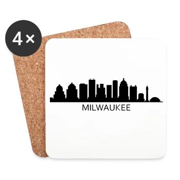 Silhouette de Milwaukee - Dessous de verre (lot de 4) - blanc - Devant