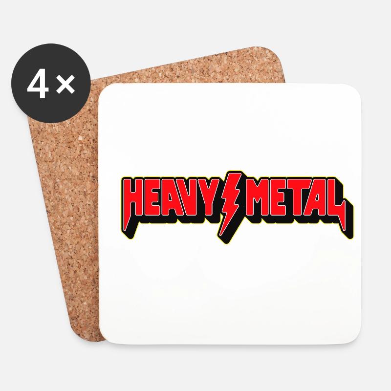 Heavy Metal 3D-Logo - Untersetzer (4er-Set) - Weiß