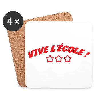 Motif Scolaire : Vive l'École et la Réussite ! - Dessous de verre (lot de 4) - blanc - Devant