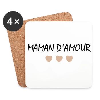 Maman d'amour - Dessous de verre (lot de 4) - blanc - Devant