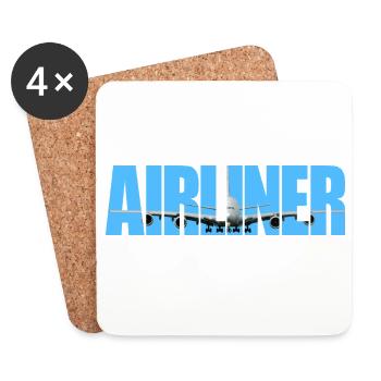 Avion de ligne A-380 - Dessous de verre (lot de 4) - blanc - Devant