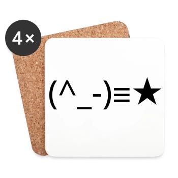 Zwinkerndes Emote (^_-)≡★ Augenzwinkern - Untersetzer (4er-Set) - Weiß - Vorne