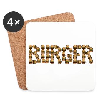 Burger typography - Coasters (set of 4) - white - Front