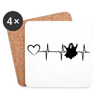 Halloween Heartbeat Heart Ghost Halloween Ghost - Untersetzer (4er-Set) - Weiß - Vorne