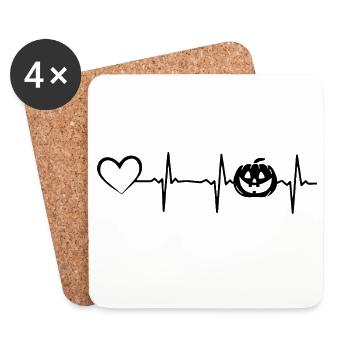 Halloween Pumpkin Halloween Heartbeat Heart Pumpki - Coasters (set of 4) - white - Front