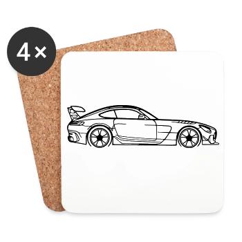 GT Coupé Line Silhouette – Pure Performance Art - Untersetzer (4er-Set) - Weiß - Vorne