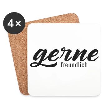Gerne freundlich – Minimalistische Typografie - Untersetzer (4er-Set) - Weiß - Vorne