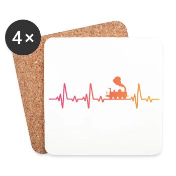 Sunset Heartbeat Train Locomotive Train - Coasters (set of 4) - white - Front